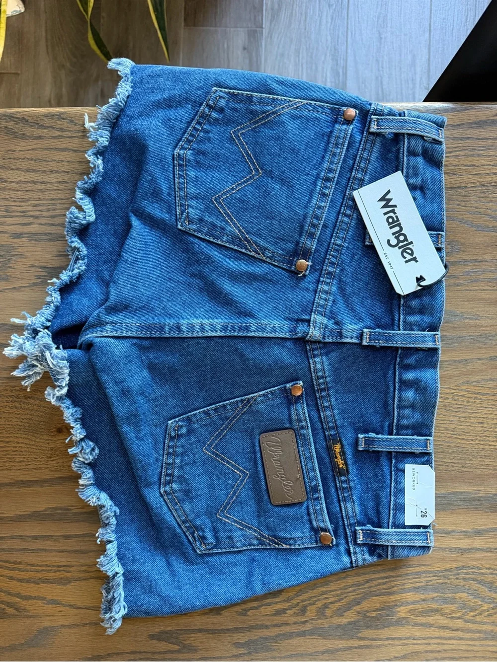 Wrangler Blue Denim Jeans with Leather Patch